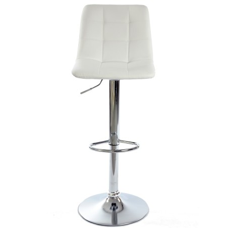 Taburete DESEO NEW (M), cromado, similpiel blanca-2