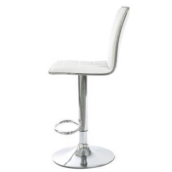 Taburete CUBUS ( M ), cromado, similpiel blanca 2