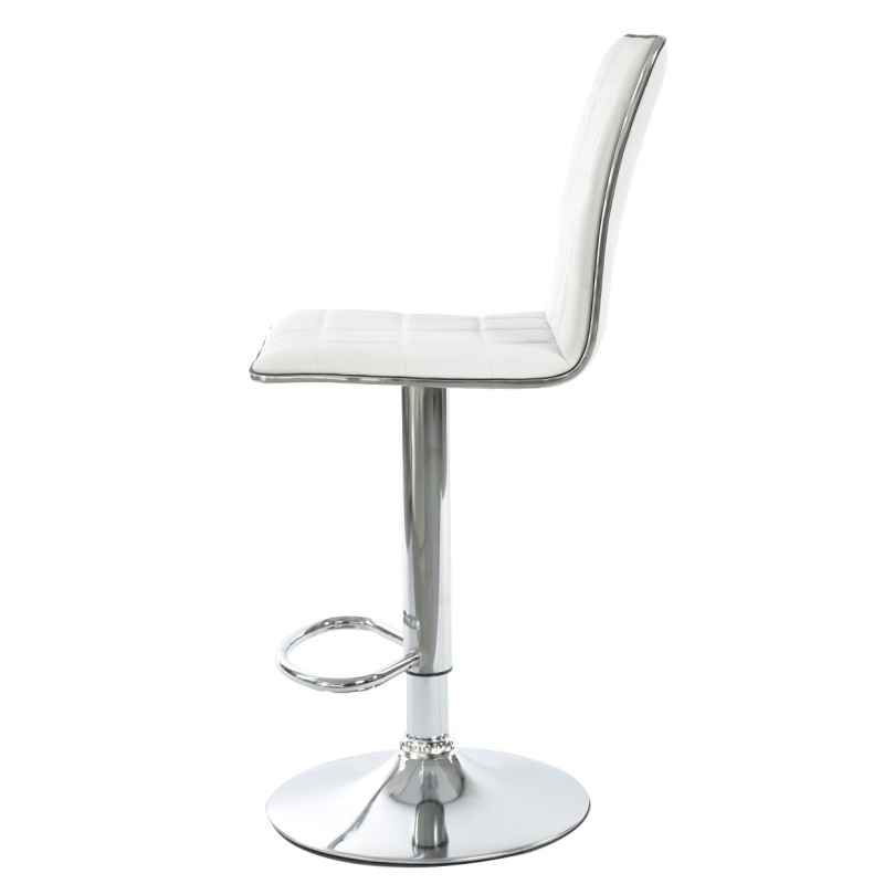 Taburete CUBUS ( M ), cromado, similpiel blanca-0