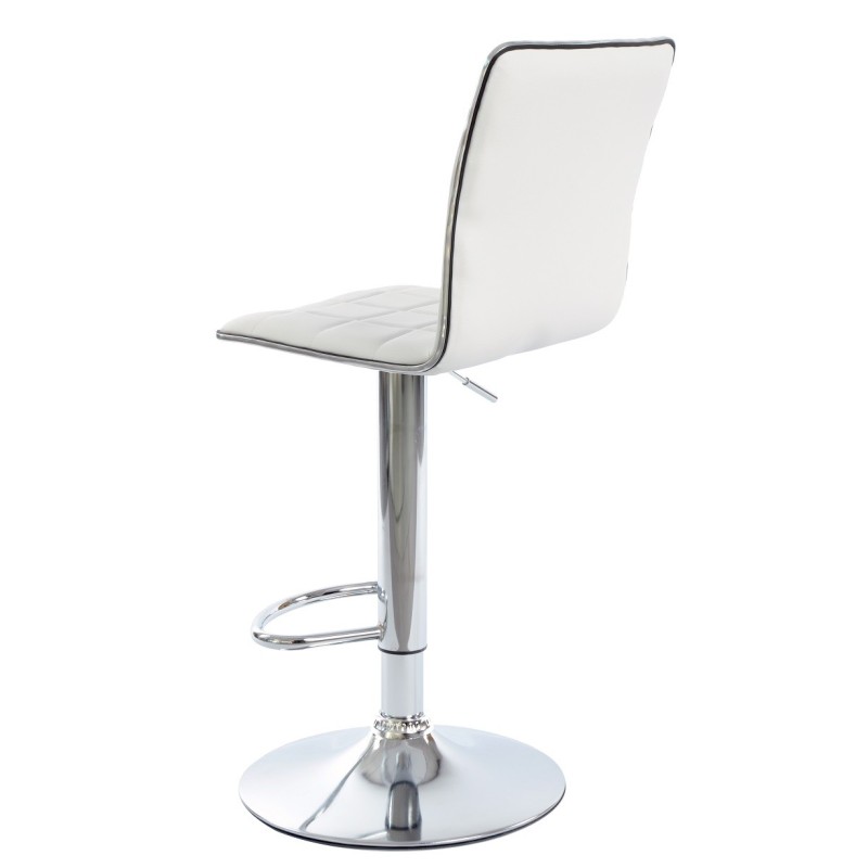 Taburete CUBUS ( M ), cromado, similpiel blanca-1