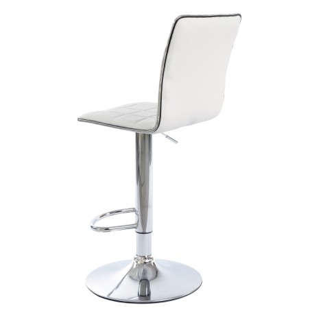 Taburete CUBUS ( M ), cromado, similpiel blanca-1