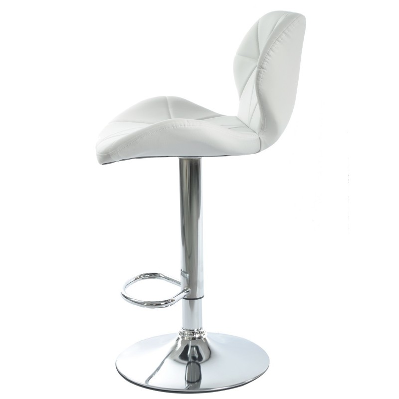 Taburete ORLANDO (M), cromado, similpiel blanca-0
