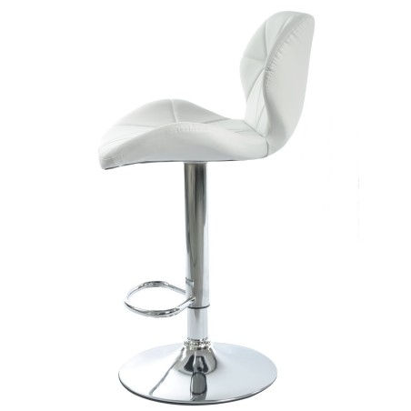 Taburete ORLANDO (M), cromado, similpiel blanca-0