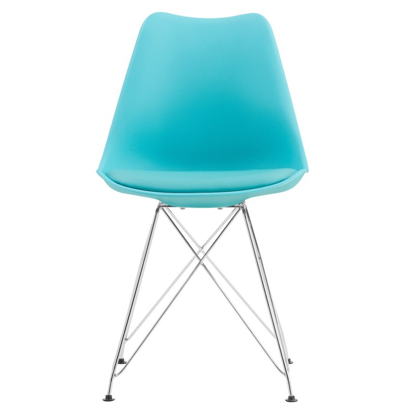 Silla BELLA (SU), cromada, carcasa y cojín turquesa-0