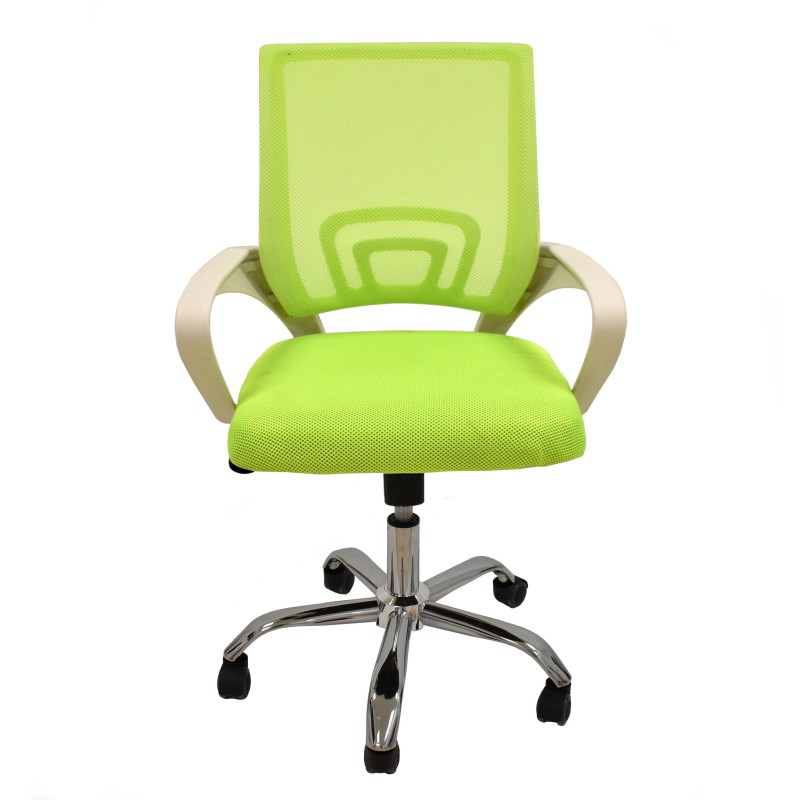 Sillón de oficina FISS NEW, blanco, regulación de altura, basculante, malla y tejido verde-0