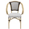 Sillón PARIS, apilable, aluminio, ratán blanco y marrón