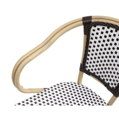 Sillón PARIS, apilable, aluminio, ratán blanco y marrón-0