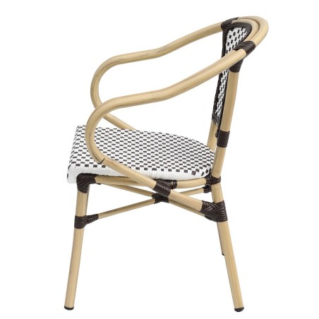 Sillón PARIS, apilable, aluminio, ratán blanco y marrón-1