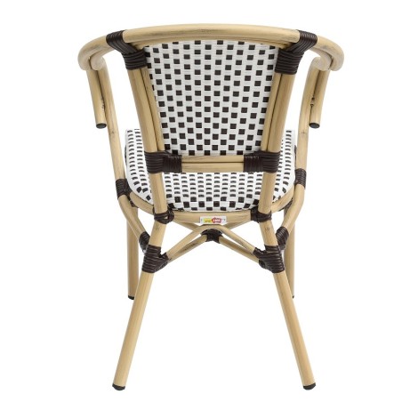 Sillón PARIS, apilable, aluminio, ratán blanco y marrón-2