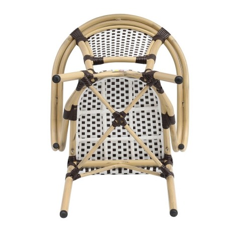 Sillón PARIS, apilable, aluminio, ratán blanco y marrón-3
