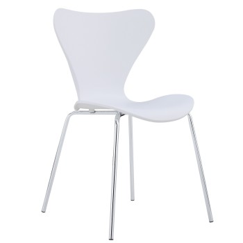 Silla ARNE NEW, apilable, cromada, polipropileno blanco