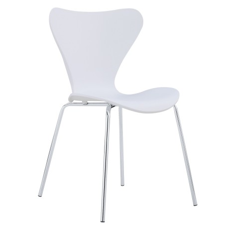 Silla ARNE NEW, apilable, cromada, polipropileno blanco