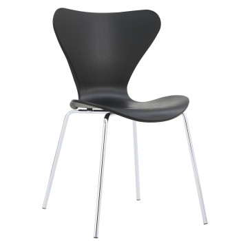 Silla ARNE NEW, apilable, cromada, polipropileno negro