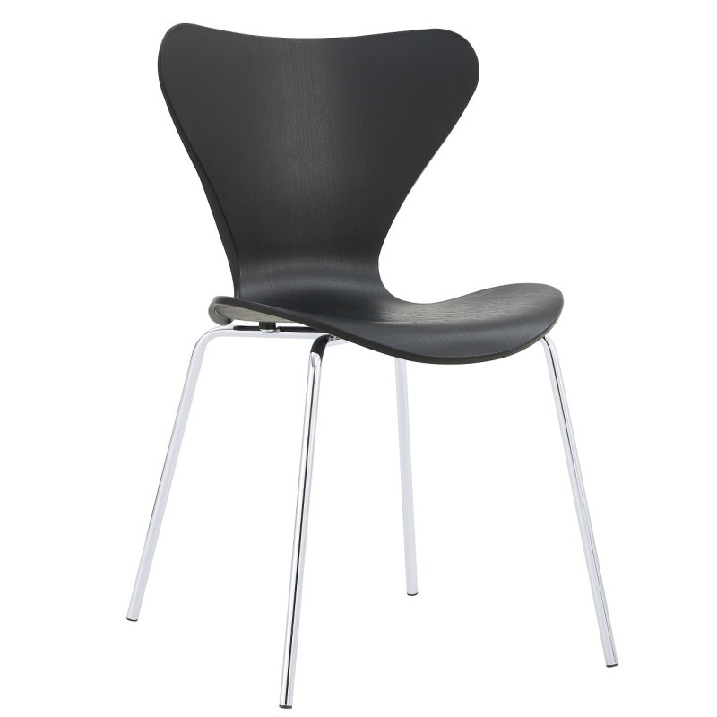 Silla ARNE NEW, apilable, cromada, polipropileno negro
