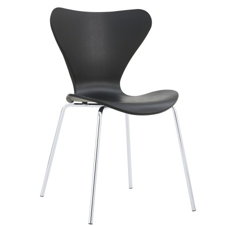 Silla ARNE NEW, apilable, cromada, polipropileno negro