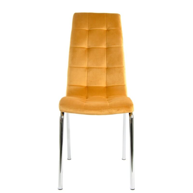 Silla AROA, cromada, tapizada velvet amarillo-0