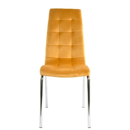 Silla AROA, cromada, tapizada velvet amarillo-0