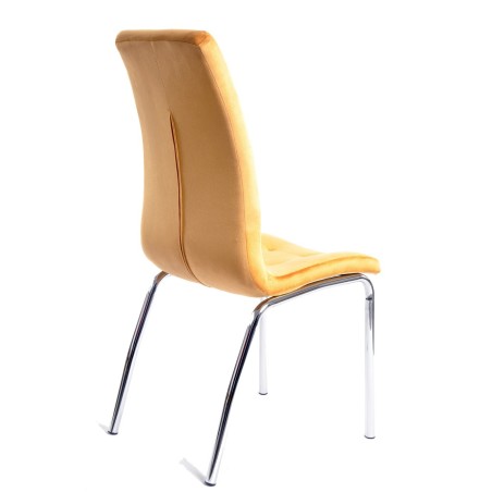 Silla AROA, cromada, tapizada velvet amarillo-2