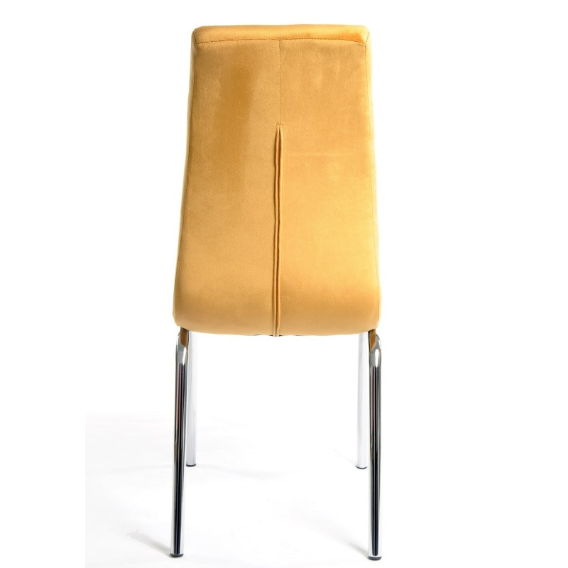 Silla AROA, cromada, tapizada velvet amarillo-3