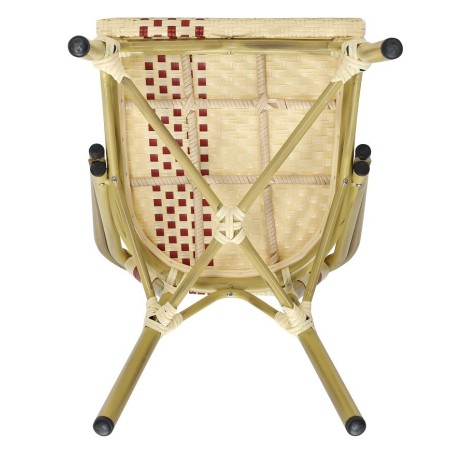 Silla GARNIER, apilable, aluminio, ratán beige y rojo-2