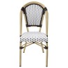 Silla PARIS, apilable, aluminio, ratán blanco y marrón