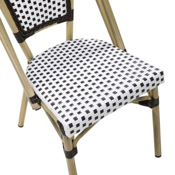 Silla PARIS, apilable, aluminio, ratán blanco y marrón 2