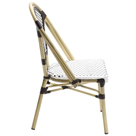 Silla PARIS, apilable, aluminio, ratán blanco y marrón-1
