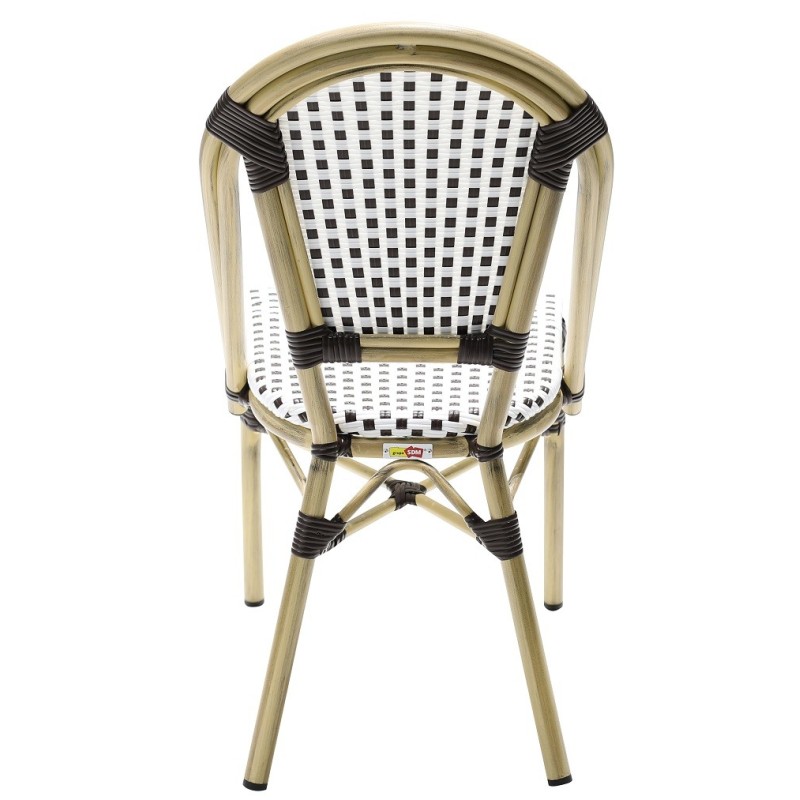 Silla PARIS, apilable, aluminio, ratán blanco y marrón-2