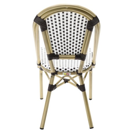 Silla PARIS, apilable, aluminio, ratán blanco y marrón-2