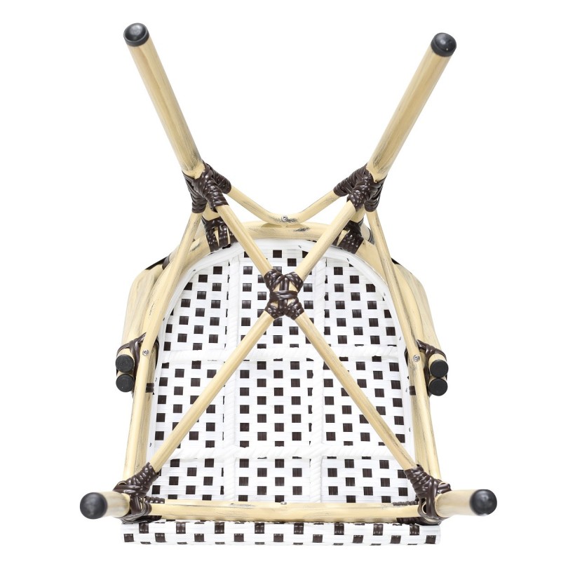 Silla PARIS, apilable, aluminio, ratán blanco y marrón-3