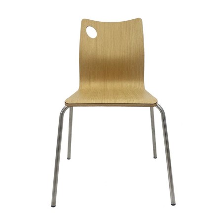 Silla AMELIE, apilable, acero inoxidable, asiento laminado HPL, color natural-0