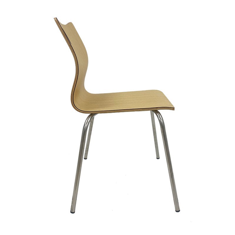 Silla AMELIE, apilable, acero inoxidable, asiento laminado HPL, color natural-1