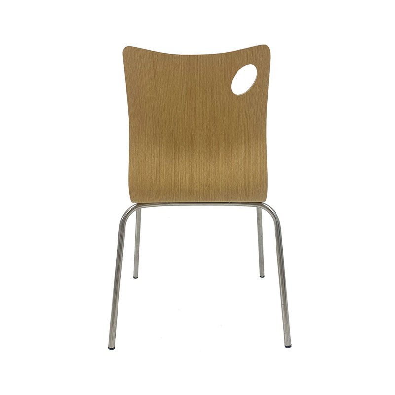 Silla AMELIE, apilable, acero inoxidable, asiento laminado HPL, color natural-2