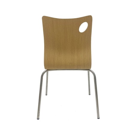 Silla AMELIE, apilable, acero inoxidable, asiento laminado HPL, color natural-2