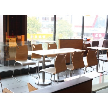 Silla AMELIE, apilable, acero inoxidable, asiento laminado HPL, color natural-7