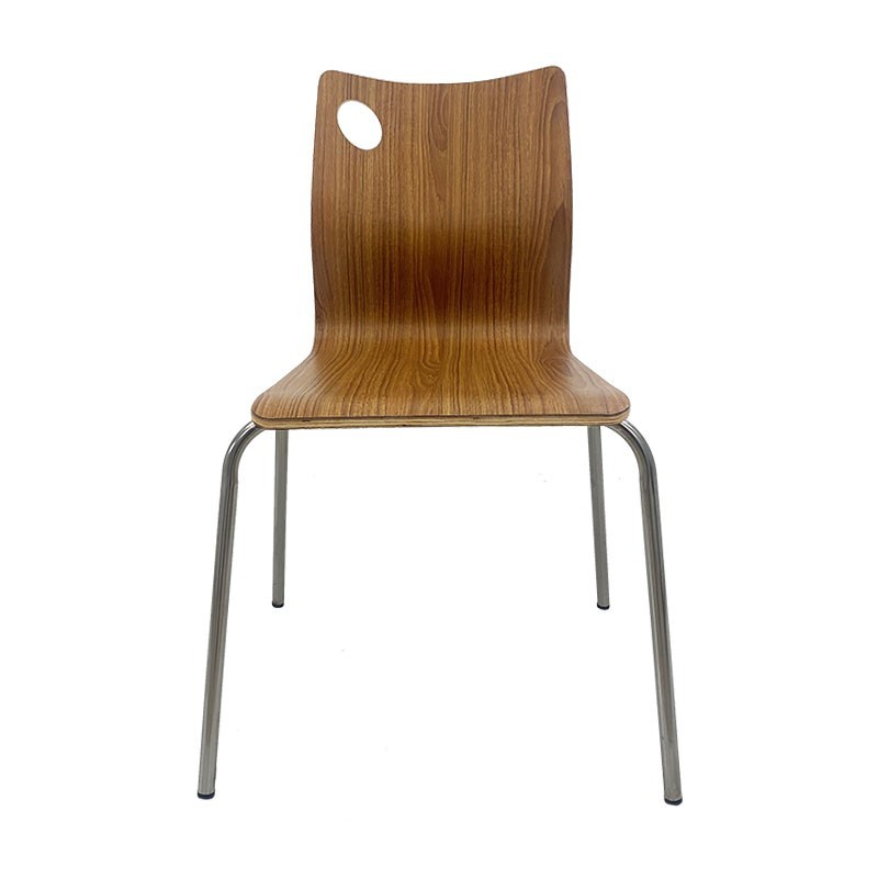 Silla AMELIE, apilable, acero inoxidable, asiento laminado HPL, color nogal-0