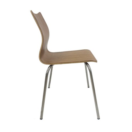Silla AMELIE, apilable, acero inoxidable, asiento laminado HPL, color nogal-1