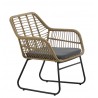 KROYA armchair, metal, beige rattan, black cushion