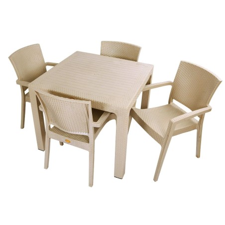 Mesa MIJAS, polipropileno capuccino, 90 x 90 cms-0