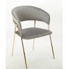 KEFRÉN NEW armchair, metal, gold chromed, upholstered in dark grey velvet