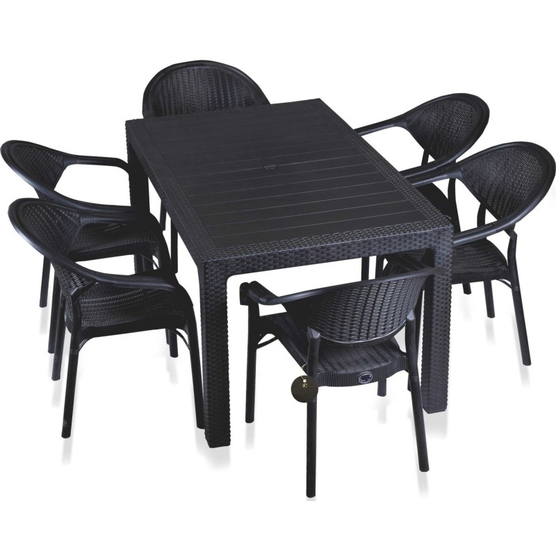Mesa MIJAS, polipropileno negro, 150 x 90 cms-0