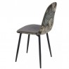 Cadeira HORUS NEW, metal, tecido veludo cinza com costas florais combinando