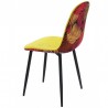 Silla HORUS NEW, metal, tapizado velvet amarillo con trasera floral a juego