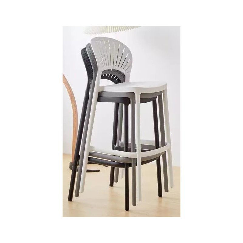 Taburete ABANICO, apilable, polipropileno gris-0
