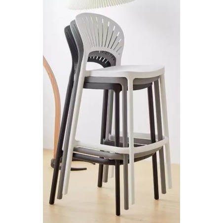 Taburete ABANICO, apilable, polipropileno gris-0