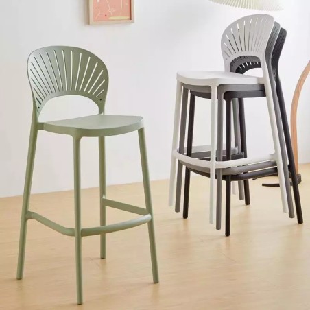 Taburete ABANICO, apilable, polipropileno gris-1