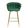 KING bar stool, metal, gold chromed, upholstered in dark green velvet