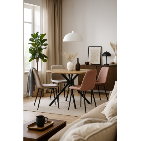 Mesa MINERVA NEW, metal, madera, 120 cms de diámetro-0