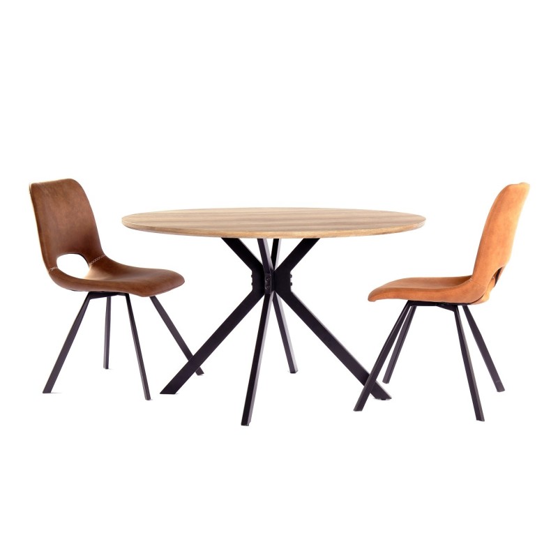 Mesa MINERVA NEW, metal, madera, 120 cms de diámetro-1