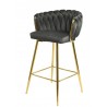 KING bar stool, metal, gold chromed, upholstered in dark grey velvet
